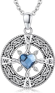 Anchor Necklace/Compass Necklace 925 Sterling Silver Round Compass Medallion Nautical Anchor Pendant Necklace Compass Anchor Jewelry for Men Women Graduation Gift, Retirement Gift,Birthday Gift,Goodbye Gift