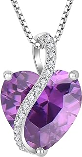 Amethyst Heart Charm Bracelet with Box Chain and Spring Ring Clasp for Women, Sterling Silver Design
