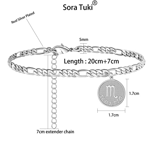 Zodiac Ankle Bracelets for Women Silver Anklet 14K Real Gold Plated Zodiac Anklets for Women Horoscope Constellation Anklet Zodiac Sign Beach Foot Jewelry