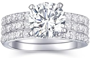 2 CT Round/Cushion Cubic Zirconia Engagement Rings for Women, 18K White Gold Plated Fake Diamond Wedding Engagement Promise Bridal Wedding Rings Set for Her Lover Wife Girlfriend Gifts