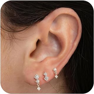 SELFROSE Classic Brass Stud Earrings Set for Women- Dainty 14k Gold Plated Butterfly, Heart and Hoop Design - Hypoallergenic, Push Back Finding - No Gemstone - Elegant Gold Jewelry Gift from USA