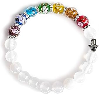 ARTSY Crafts Glow in the Dark Firefly Beads + Agate / Amethyst Stone Beaded Chakra Bracelets, Luminous Glass Beads + Natural Gemstone Crystal Beads Bracelet for Anti Anxeity Healing Energy Money Wealth Abundance Feng Shui