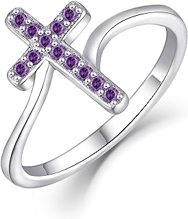 Stylish Starchenie Women's Ring with Cubic Zirconia Gem in Cross Shape, Size 5-10, Crafted in 925 Sterling Silver