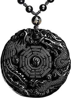 Black Obsidian Necklace Lucky Amulet Protection Pendant with Extended Bead Chain Healing Crystal Stone Talisman Necklaces Jewelry