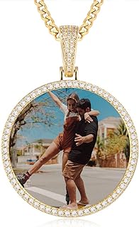 YIMERAIRE Custom Necklace Picture Medium Pendant Necklace Iced Out Picture Chain for Men Personalized Photo Necklaces for Women