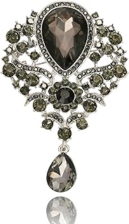 Vancy Utopia Crystal Rhinestone Tear drop Brooch Pin for Women Retro Elegant Handmade Brooches Pins Classic Wedding Fashion Jewelry Accessories Gift