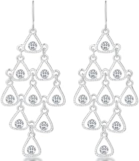 Women's Gold Long Drop Earrings with Fish Hook Back Finding, Lightweight Zinc Alloy Dangling Earrings with Rhinestone Accents