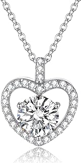 925 Sterling Silver Necklace for Women, Dainty Gold/Silver Heart Pendant Necklaces with Premium 5A+ CZ, Mothers Day Gifts for Mom/Wife/Daughter/Friends, Birthday Anniversary Jewelry Gifts for her