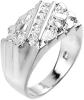 Channel-Set Cubic Zirconia Nugget Style Tapered Engagement Ring in .925 Sterling Silver, Size 9.5 - Great Gift Idea for Him