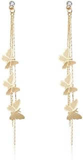 KRUCKEL Golden Butterfly Earrings | Sterling Silver Crystal Stud Dangle | Hypoallergenic Jewelry for Women | Sparkle at Birthday, Graduation, Anniversary, Wedding