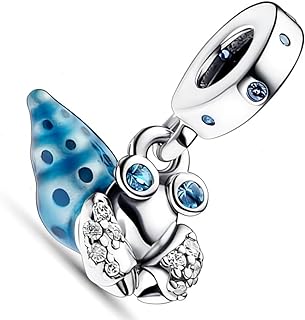 Silver-Crafted Zircon Dangle Charm Bracelet with Conch Design for Women - Blue Epoxy