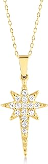 GELIN 14K Solid Gold North Star Necklace for Women | 14k Gold Celestial Necklace, 18"