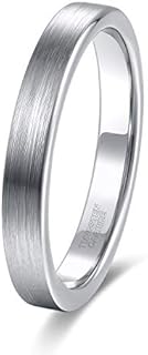TRUMIUM 3mm 5mm Tungsten Rings for Women Mens Rose Gold/Silver Brushed Thin Engagement Wedding Band Comfort Fit Size 4-12