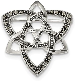 Solid 925 Sterling Silver Antiqued Marcasite Celtic Knot Pin