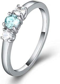 Cubic Zirconia April Birthstone Engagement Ring in Stainless Steel for Women and Kids