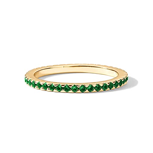 14K Gold Plated Sterling Silver Colored CZ Stones Stackable Ring | Simulated Diamond Eternity Bands for Women