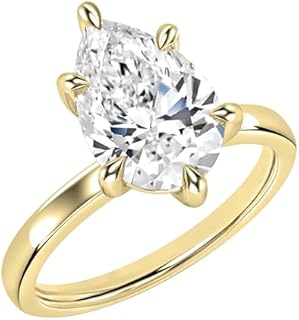 0.50-3.00 Carat Pear Shape Lab Grown White Diamond Sparkling Solitaire Engagement Ring for Women in 10K Solid Gold