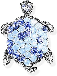 Stainless Steel Sea Turtle Brooch with Pin Clasp, Vibrant Crystal Decorated Lapel Pin for Women, Ideal Anniversary or Birthday Gift