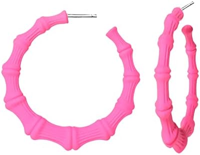80 90s Bamboo Hoop Earrings colorful large Hoop Earrings Retro Neon Earrings Oversized Bamboo Hoop Earrings for Women