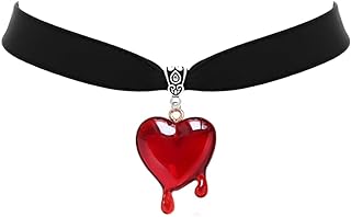 Dropping Blood Heart Choker Necklace Y2k Black Velvet Red Heart Pendent Choker Vampire Jewelry Gift for Women Girls