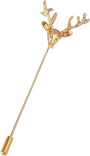Vintage Deer Head Elk Brooch Pins Gold Silver Plated Long Pins with Cute Animal Antlers Brooch Jewelry for Women Men