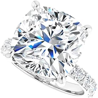 Moissanite Star Moissanite Ring Cushion 8.0 CT, Moissanite Engagement Ring/Moissanite Wedding Ring/Moissanite Bridal Ring Sets, Sterling Silver Rings, Perfact for Gifts Or As You Want