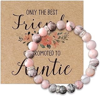 Charm Bracelet for Grandchildren with Zinc Links, Ideal for Auntie, Beaded Stretch Design - New Auntie Gift