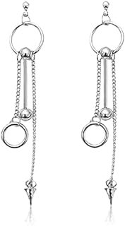 Chic Unique Personalized Punk Minimalist Spike Chain Dangle Drop Hoop Earrings for Women Men Girls Sterling Silver Hypoallergenic Charms Hoops Cartilage Round Ball Geometric Huggie Earrings