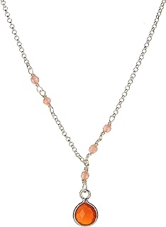 Lannaclothesdesign Pendant Necklace for Women – Handmade Birthstone Necklace – Silver and Gold Plated Brass Crystal Necklace – Elegant Opal Jewelry for Women – Adjustable Necklace Chain