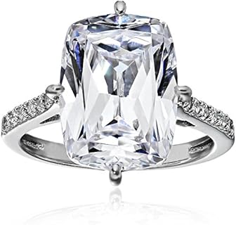 Amazon Collection Platinum plated sterling silver Celebrity Kim Engagement Ring made with Infinite Elements Cubic Zirconia Accents Ring