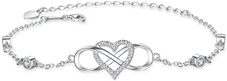 Lobster Claw Infinity Anklet | S925 Sterling Silver Cross Chain with Cubic Zirconia | Ideal for Women | Heart-shaped Design