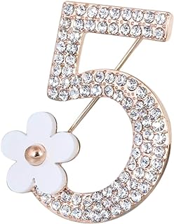 Comelyjewel Brooch Pin Number Five Pin Brooch Corsage Scarf Pins Rhinestones Breastpin for Wedding/Banquet/Bouquet