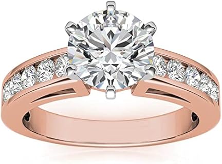 Personalized 1 CT Round Moissanite Wedding Anniversary Engagement Ring for Women, Promise Wedding Anniversary Ring Free Engraved