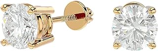 IGI Certified Lab Grown Diamond Butterfly Stud Earrings with Screw Backs in 14K Yellow Gold for Women and Men, Solitaire Design
