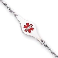 Women's 925 Sterling Silver Medical ID Bracelet with Engravable ID Plate and Lobster Claw Clasp, Rope Chain Design, Available in 7 and 8 Inches