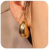 CHESKY Trendy Chunky Hoop Earrings for Women in Gold/Silver, Hypoallergenic Brass with Secure Push Back Closure