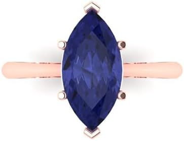 Clara Pucci's 18K Yellow Gold Ring with 2.5 ct Marquise Cut Tanzanite