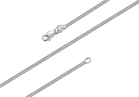 BORUO 925 Sterling Silver Snake Chain Necklace, 1mm Solid Italian Nickel-Free Chain Lobster Claw Clasp 14-30 Inch
