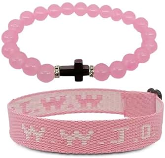 Adjustable WWJD & Cross Beaded Bracelet Set in Braided & Bead Chain Design – Perfect Gift for Men & Women – Faith & Fashion-Inspired Bracelets Made of Durable Stone & Zinc - Set of Uniquely Crafted Bracelets for Daily Wear & Special Occasions