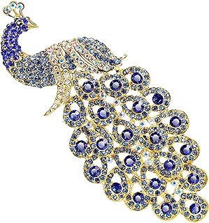 Delicate Large Peacock Animal Brooch Lapel Pin Dainty Rhinestone Brooch Costume Jewelry Accessories for Scarf Corsage