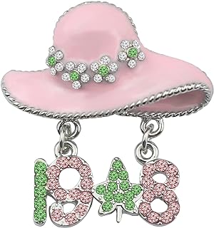 Sorority Paraphernalia Gift Greek Sorority Jewelry Pink and Green Brooch Pin for Women Girls Leaf Pedant Jewelry Sisterhood Graduation Gift