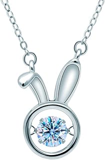 Elegant 18K White Gold Rabbit Pendant Necklace with Diamond Accent - Ideal Gift for Women, Zodiac Rabbit Design