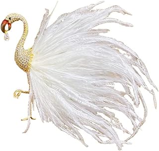 Flamingo Brooch Pin for Women Girls CZ Crystal Big Pink Feather Animal Badge Brooches Lapel Pins Boutonniere Corsage Cloth Dress Suit Tie Accessories Jewelry Gifts Christmas
