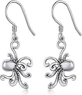 Stunning Sterling Silver Octopus Dangle Earrings with French Wire Back, Perfect for Women and Girls, Hypoallergenic, Ideal Oceanic Gift for Animal Lover