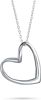 Bling Jewelry Floating Open Heart Pendant Necklace For Women For Girlfriend .925 Sterling Silver With Chain
