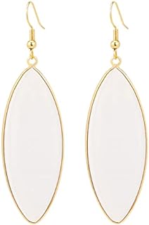 Natural Crystal Stone Marquise Shape Drop Earrings Birthstone Dangle Earrings for Women Girls