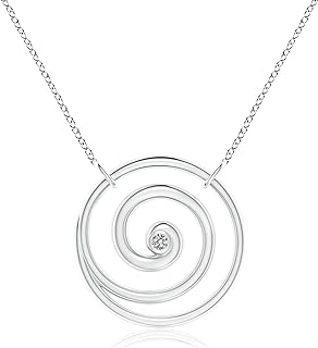 Natural Diamond Spiral Pendant Necklace with Cable Chain for Women, Sterling Silver, Spring Lock Clasp, April Birthstone Design Gift for Her