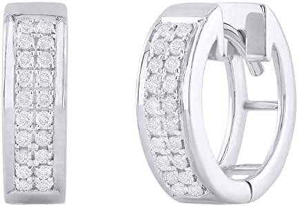 Dazzling Double Hoop Diamond Earrings with Hinged-with-notch-post for Women from Dazzlingrock Collection, Designed in 14K White Gold