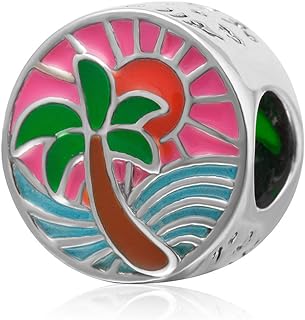 ABAOLA 925 Sterling Silver The Palm Trees, The Sun, The Waves Charms for European Bracelet