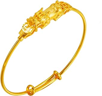 18K Gold-Plated Feng Shui Pi Xiu Bracelet with Alloy Construction and Adjustable Design
